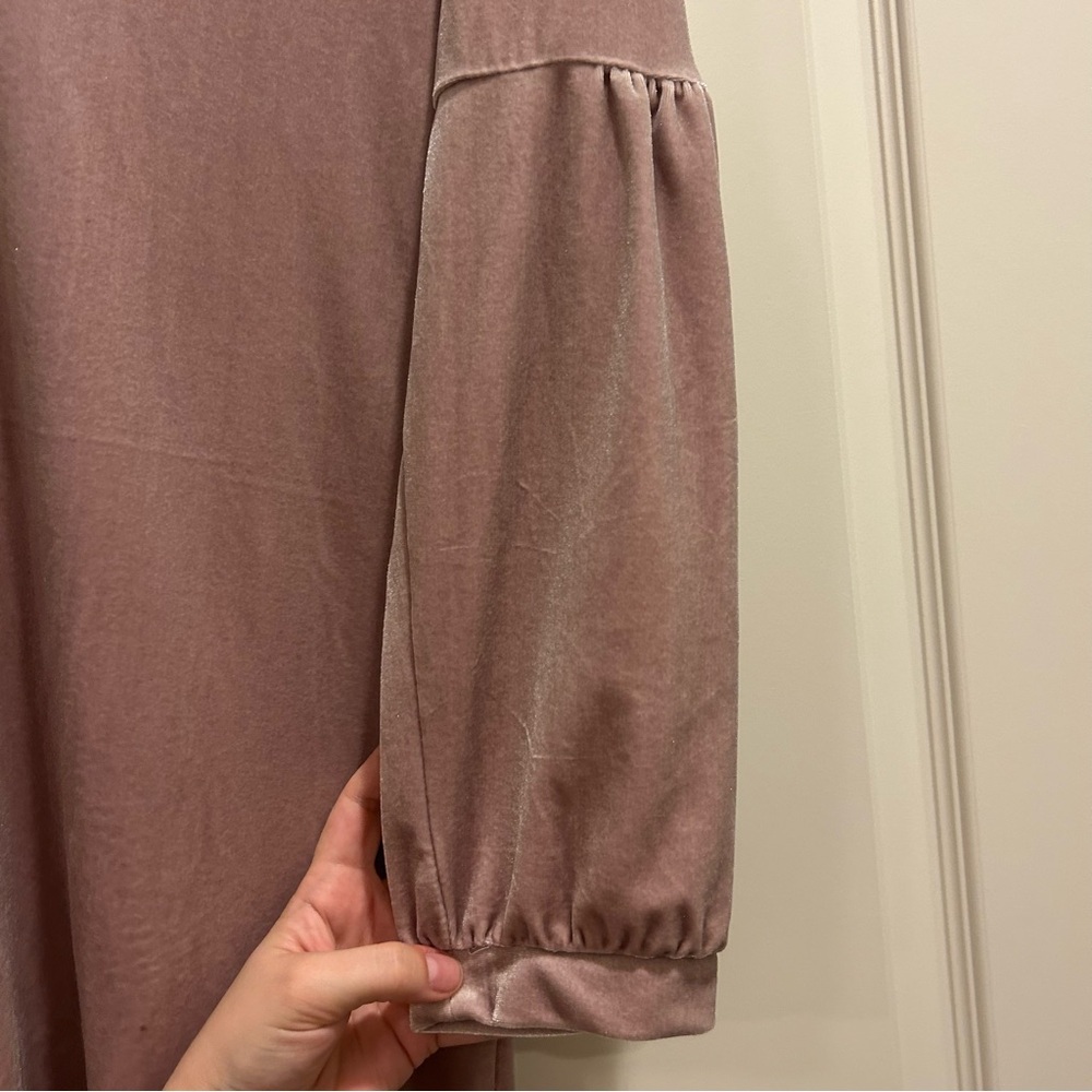 Madewell Balloon Sleeve Velvet Dress Blush - Picture 4 of 7